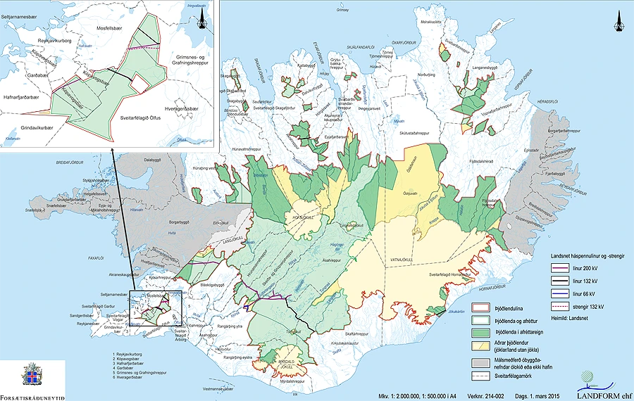 HÁSPENNULÍNUR OG -STRENGIR LANDSNETS INNAN ÞJÓÐLENDNA