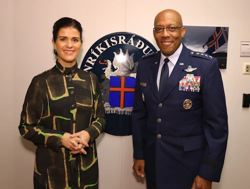 Þórdís Kolbrún Reykfjörð Gylfadóttir utanríkisráðherra flutti ávarp á viðburði í boði Antony Blinken, utanríkisráðherra Bandaríkjanna, í tengslum við nýja stefnu Atlantshafsbandalagsins um konur, stríð og frið.