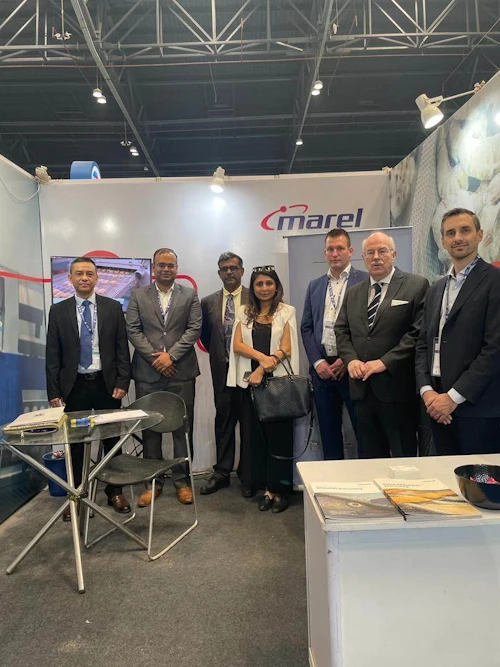 Guðni Bragason sendiherra Íslands í Nýju Delí og Sharad Verma kjörræðismaður Íslands í Kalkutta heimsækja sýningarbás Marel´s á IISS sýningunni (India International Seafood Show) sem haldin var í Kalkutta á dögunum
