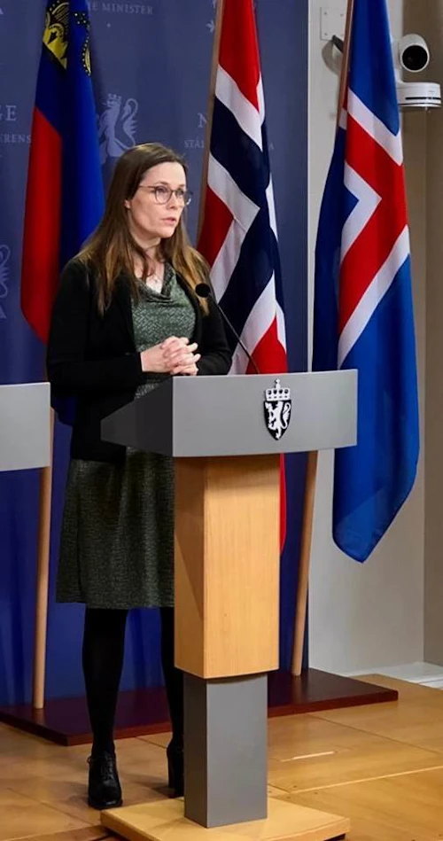 Katrín Jakobsdóttir, forsætisráðherra á fundi leiðtoga EFTA-ríkjanna. 