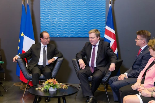 Sigmundur Davíð Gunnlaugsson, forsætisráðherra og Francois Hollande, forseti Frakklands