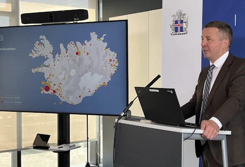 Guðlaugur Þór Þórðarson, umhverfis-, orku- og loftslagsráðherra við kynningu á úthlutunum Orkusjóðs.