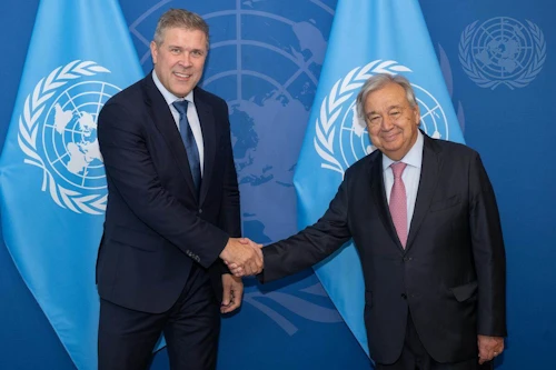 Bjarni Benediktsson forsætisráðherra og Antonio Guterres, aðalframkvæmdastjóri Sameinuðu þjóðanna.