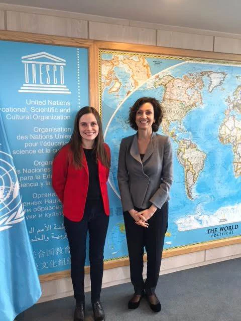 Katrín Jakobsdóttir, forsætisráðherra, ásamt Audrey Azoulay, aðalframkvæmdastjóra UNESCO