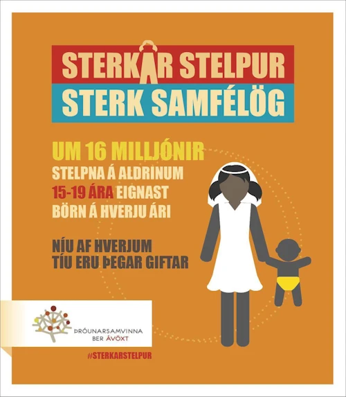 Veggspjald úr herferðinni "Sterkar stelpur - sterk samfélög" sem haldin var fyrir nokkrum árum.