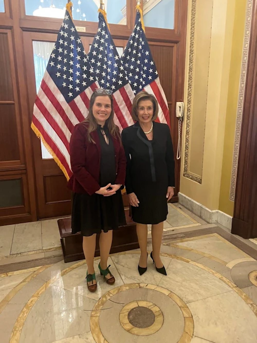 Katrín Jakobsdóttir forsætisráðherra og Nancy Pelosi, forseti fulltrúadeildar Bandaríkjaþings.