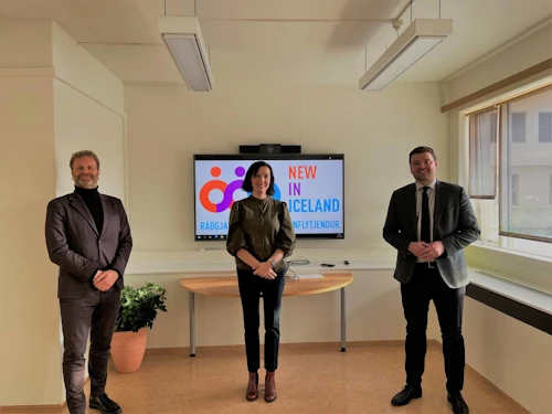 Kolbeinn Óttarsson Proppé, Joanna Marcinkowska og Ásmundur Einar Daðason við opnunina