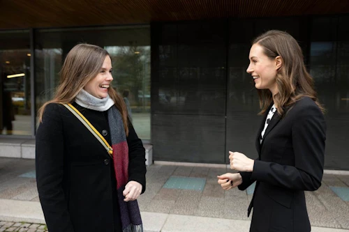 Katrín Jakobsdóttir forsætisráðherra og Sanna Marin, forsætisráðherra Finnlands. Mynd/norden.org