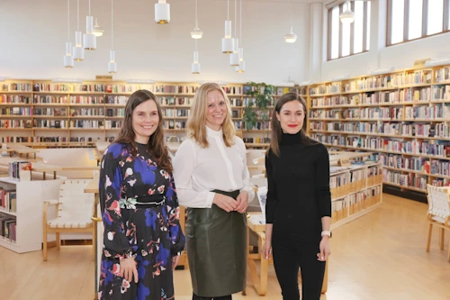 Katrín Jakobsdóttir forsætisráðherra, Sabina Westerholm, forstjóri Norræna hússins, og Sanna Marin, forsætisráðherra Finnlands.