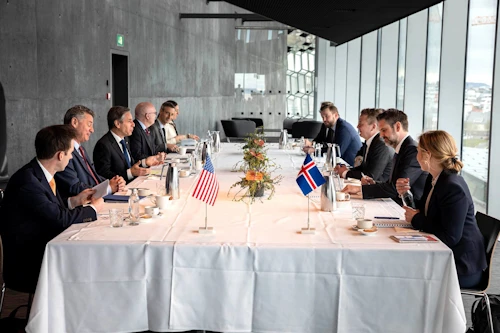 From the meeting of Secretary Blinken and Minister Thórdarson in Harpa Concert Hall and Conference Centre 