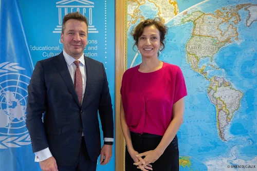 Guðlaugur Þór Þórðarson og Audrey Azoulay