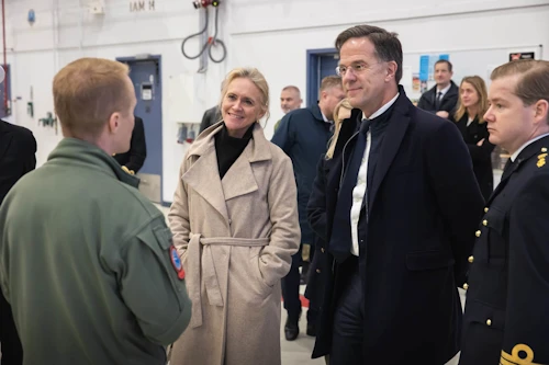Foreign Minister Þorgerður Katrín Gunnarsdóttir with SG Rutte at Keflavík Air Base.