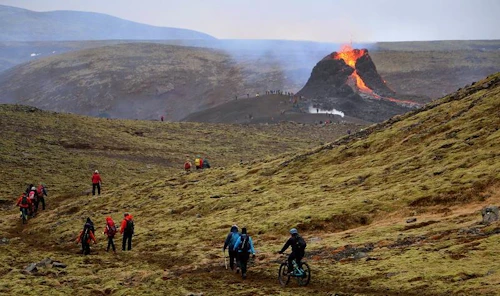 Frá eldgosi í Fagradalsfjalli 2021.