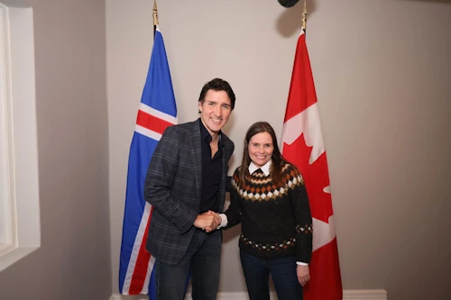 Justin Trudeau, forsætisráðherra Kanada, og Katrín Jakobsdóttir forsætisráðherra.