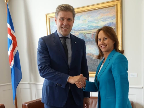 Bjarni Benediktsson forsætisráðherra og Ségolène Royal sendiherra Frakklands í málefnum norður- og suðurpóls