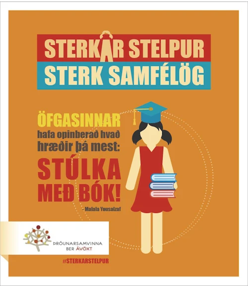 Veggspjald úr herferðinni "Sterkar stelpur - sterk samfélög" sem haldin var fyrir nokkrum árum.