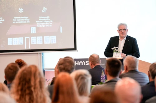Sigurður Ingi Jóhannsson, innviðaráðherra, á kynningarfundi um stofnframlög hjá HMS