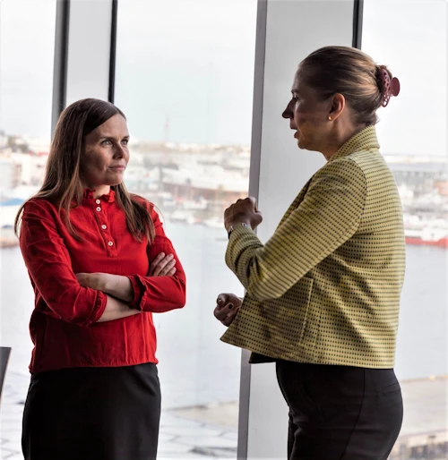 Katrín Jakobsdóttir, forsætisráðherra, og  Mette Frederiksen, forsætisráðherra Danmerkur