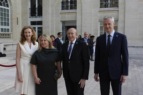 Nicole Belloubet, dómsmálaráðherra, Gérard Collomb, innanríkisráðherra og Bruno Le Maire, fjármálaráðherra Frakklands tóku á móti Sigríði Á. Andersen við komuna á ráðstefnuna
