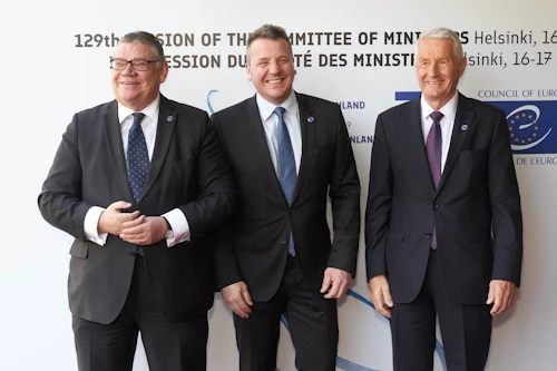 Guðlaugur Þór Þórðarson, utanríkisráðherra ásamt Timo Soini og Thorbjørn Jagland