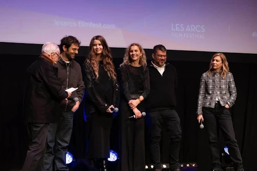 Herdís Stefánsdóttir, tónskáld, hér fyrir miðju, er í dómnefnd kvikmyndahátíðarinnar Les Arcs Film Festival