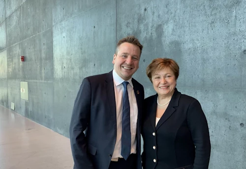 Guðlaugur Þór Þórðarson utanríkisráðherra og Kristalina Georgieva, starfandi forseti Alþjóðabankans.