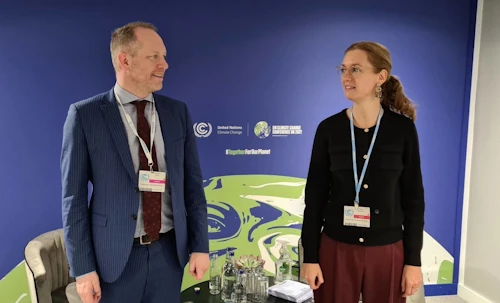 Guðmundur Ingi Guðbrandsson, umhverfis- og auðlindaráðherra, og  Sabine Monauni, varaforsætisráðherra Liechtenstein og umhverfisráðherra