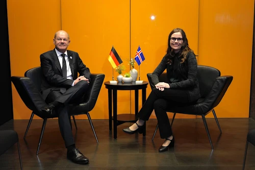 Katrín Jakobsdóttir forsætisráðherra og Olaf Scholz, kanslari Þýskalands.