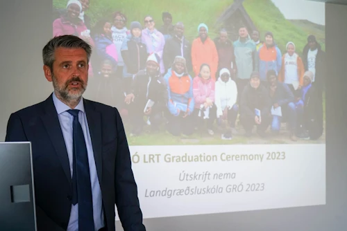 Martin Eyjólfsson ráðuneytisstjóri flutti ávarp við útskriftina.