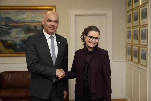 Katrín Jakobsdóttir forsætisráðherra og Alain Berset, forseti Sviss.