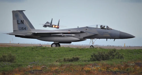Bandarískar F-15 herþotur.