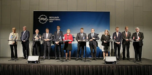 Frá blaðamannafundi utanríkisráðherranna
