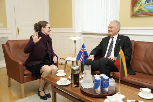 Katrín Jakobsdóttir forsætisráðherra og Gitanas Nauseda, forseti Litháen.