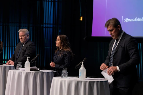 Bjarni Benediktsson fjármálaráðherra, Katrín Jakobsdóttir forsætisráðherra og Sigurður Ingi Jóhannsson, samgöngu- og sveitarstjórnarráðherra