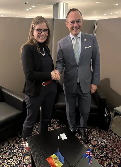 Katrín Jakobsdóttir forsætisráðherra og Xavier Espot Zamora, forsætisráðherra Andorra.