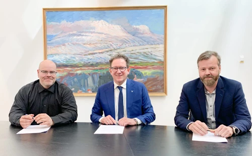 Unnsteinn Snorri Snorrason, framkvæmdastjóri Landsamtaka sauðfjárbænda, Kristján Þór Júlíusson, sjávarútvegs- og landbúnaðarráðherra, og Karvel L. Karvelsson, framkvæmdastjóri RML 