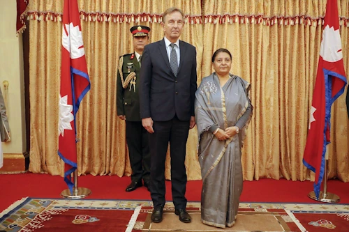 Guðmundur Árni Stefánsson sendiherra og forseti Nepal frú Bidhya Devi Bhandari