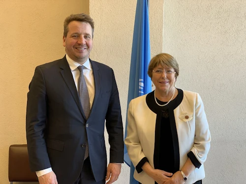 Minister Thórdarson and Michelle Bachelet, UN High Comissioner for Human Rights