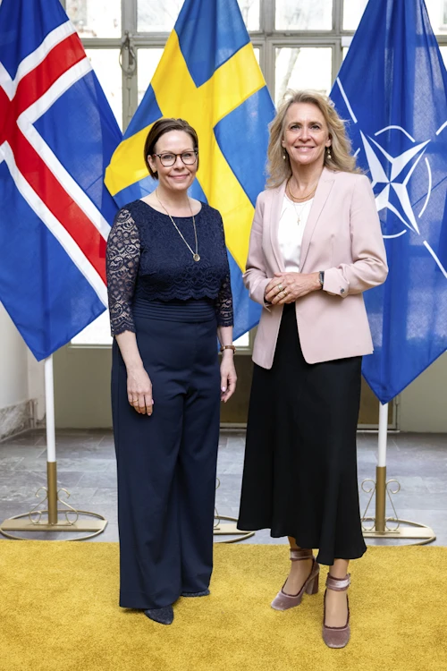 Þorgerður Katrín Gunnarsdóttir utanríkisráðherra ásamt Mariu Malmer Stenergard, utanríkisráðherra Svíþjóðar.