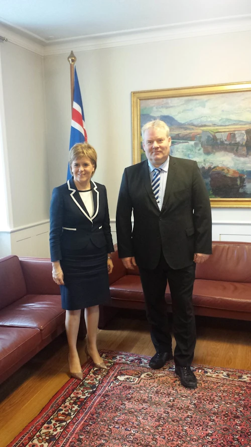 Nicola Sturgeon fyrsti ráðherra Skotlands og Sigurður Ingi Jóhannsson forsætisráðherra