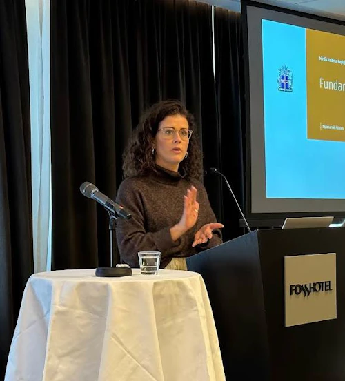 Þórdís Kolbrún Reykfjörð Gylfadóttir utanríkisráðherra ávarpaði þátttakendur í fundalok.