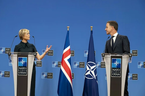 Frá fundi forsætisráðherra og framkvæmdastjóra Atlantshafsbandalagsins í Brussel í maí sl.