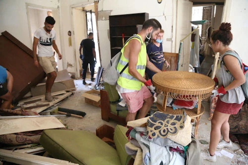 Sprengingarnar í Beirút í ágústbyrjun ollu mikilli eyðileggingu. Ljósmynd: UNICEF/UNI356993/Haidar
