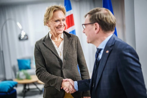 Þorgerður Katrín Gunnarsdóttir utanríkisráðherra ásamt Johann Wadephul utanríkisráðherra Þýskalands.