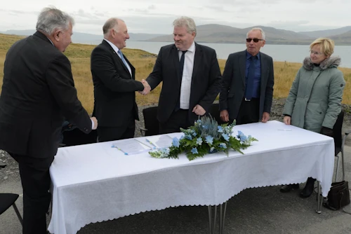 Gísli Gíslason, stjórnarformaður Spalar ehf. Sigurður Ingi Jóhannsson samgöngu- og sveitarstjórnarráðherra og Bergþóra Þorkelsdóttir, forstjóri Vegagerðarinnar