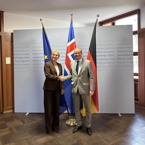 Þorgerður Katrín Gunnarsdóttir, utanríkisráðherra, og Gunther Krichbaum, Evrópumálaráðherra Þýskalands