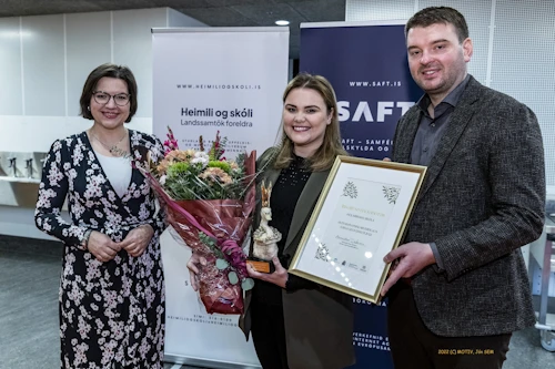 Eliza Reid, forsetafrú Íslands, Íris Hrund Hauksdóttir, náms- og starfsráðgjafi í Hólabrekkuskóla, og Ásmundur Einar Daðason, mennta- og barnamálaráðherra