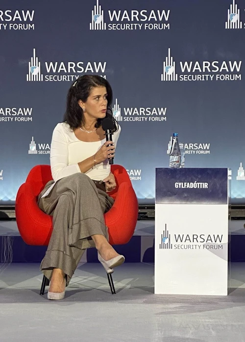 Þórdís Kolbrún Reykfjörð Gylfadóttir utanríkisráðherra á Warsaw Security Forum.