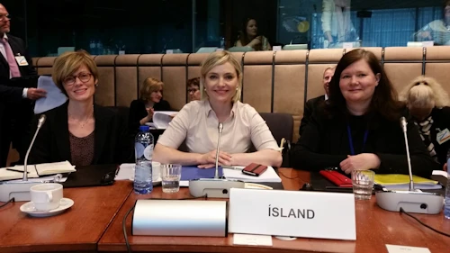 Unnur Orradóttir Ramette, Lilja Dögg Alfreðsdóttir og Bergdís Ellertsdóttir á fundi EES-ráðsins