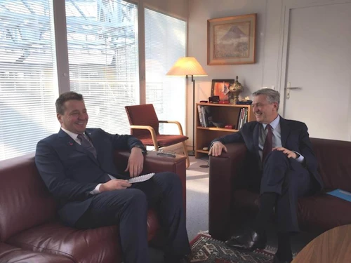 Guðlaugur Þór Þórðarson utanríkisráðherra og Filippo Grandi, flóttamannafulltrúi SÞ. 